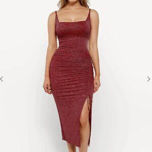 Popilush Shapewear Metallic Knit Bodycon Sculpting Midi Slip Dress 3X NWT